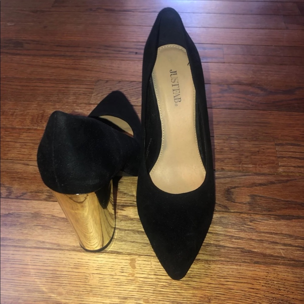 Black Suede Block Heel Pumps size 9
